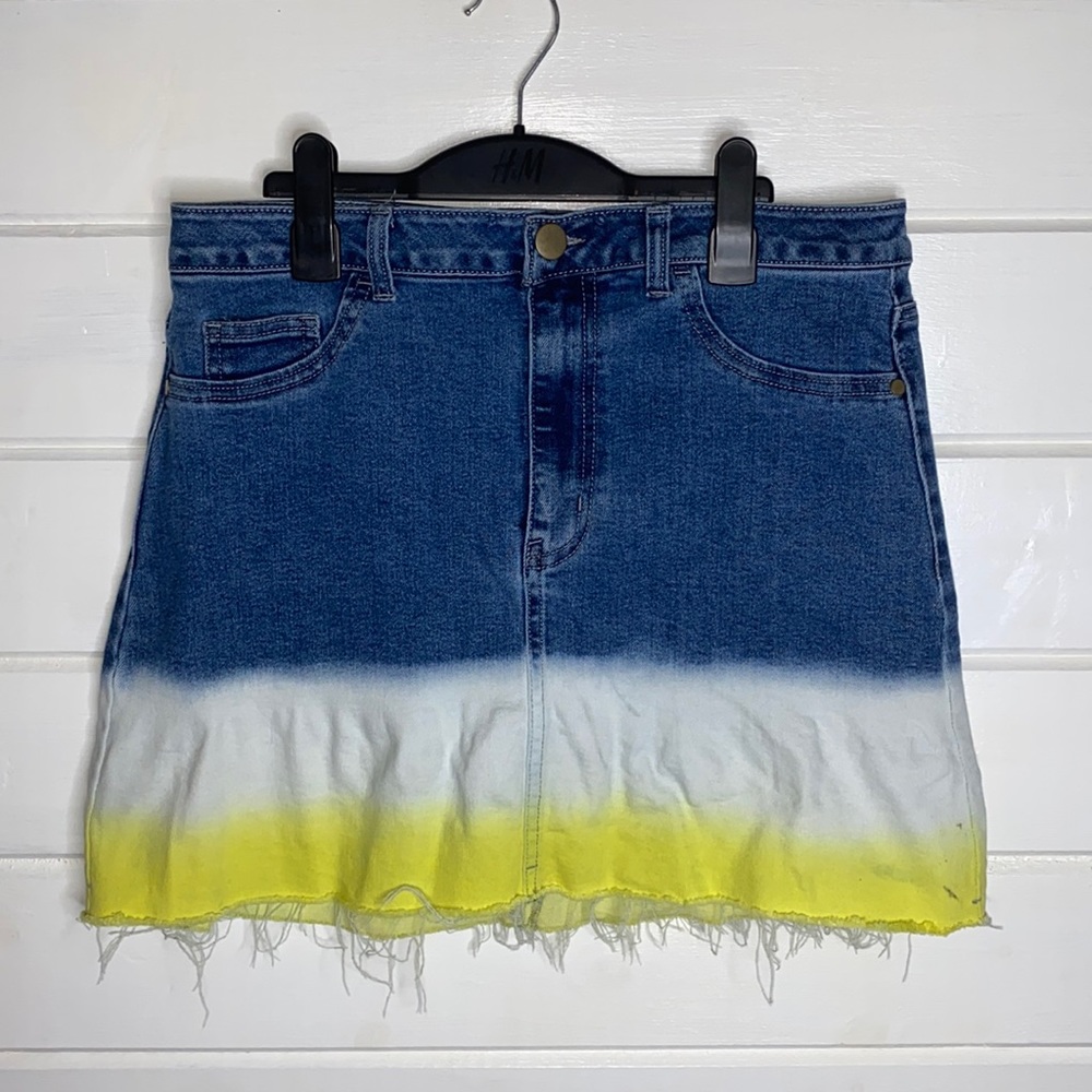 Wild Fable ombré denim bleached raw hem jean skirt
